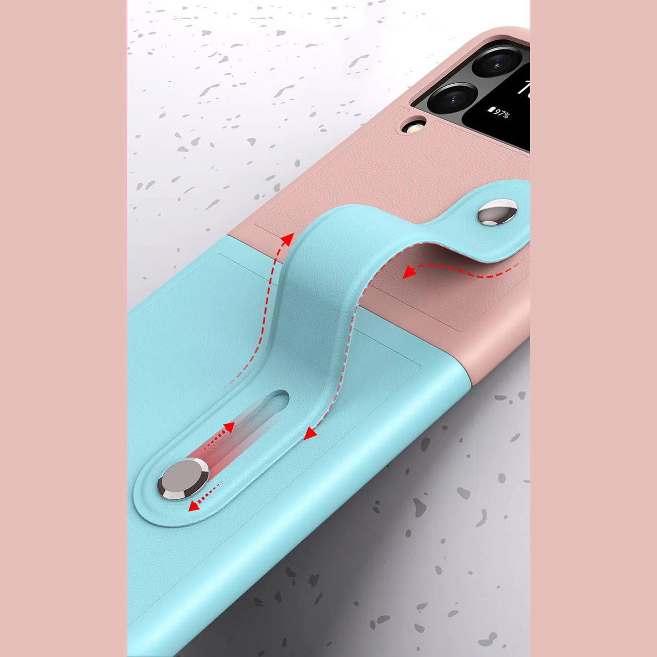 Etui Cover Składane - Samsung Galaxy Z Flip 4 - Różowo-Miętowy