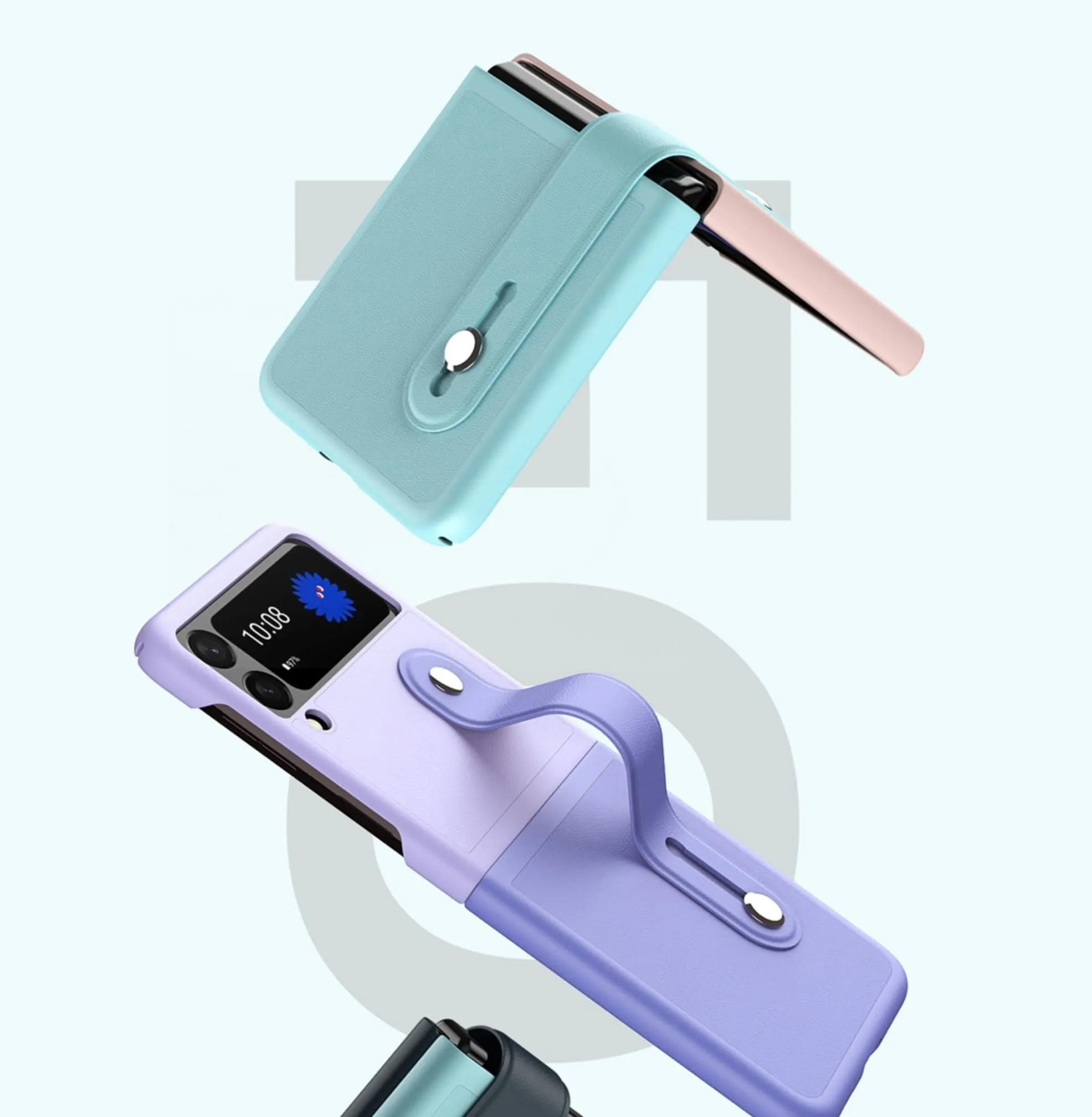 Etui Cover Składane - Samsung Galaxy Z Flip 4 - Różowo-Miętowy