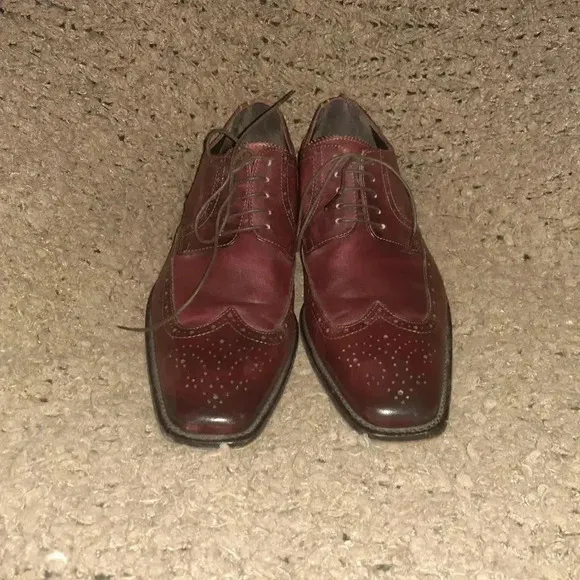 EXTON-Italy-Oxblood/Burgundy Leather Wingtip/Brogue-Sz 42-Excellent