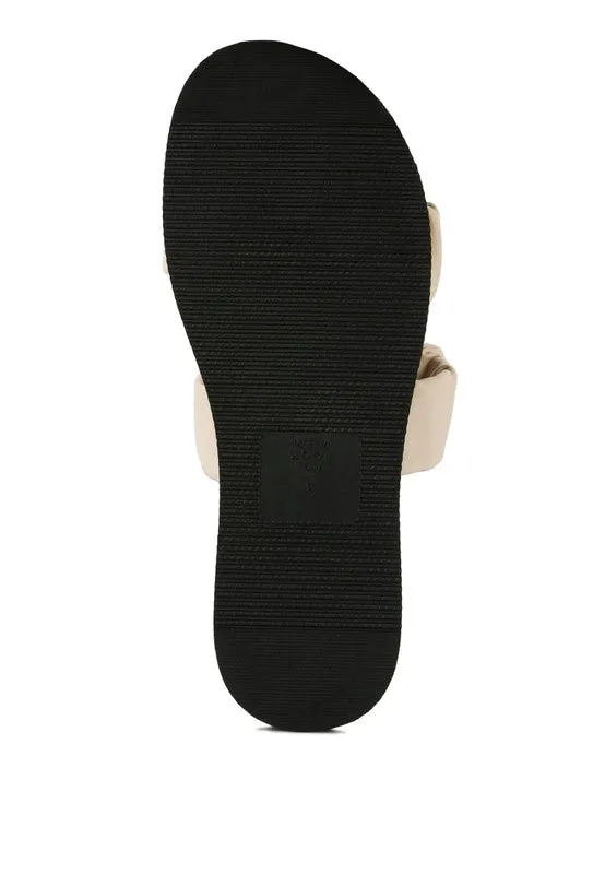 Faux Leather Ruched Strap Platform Sandals