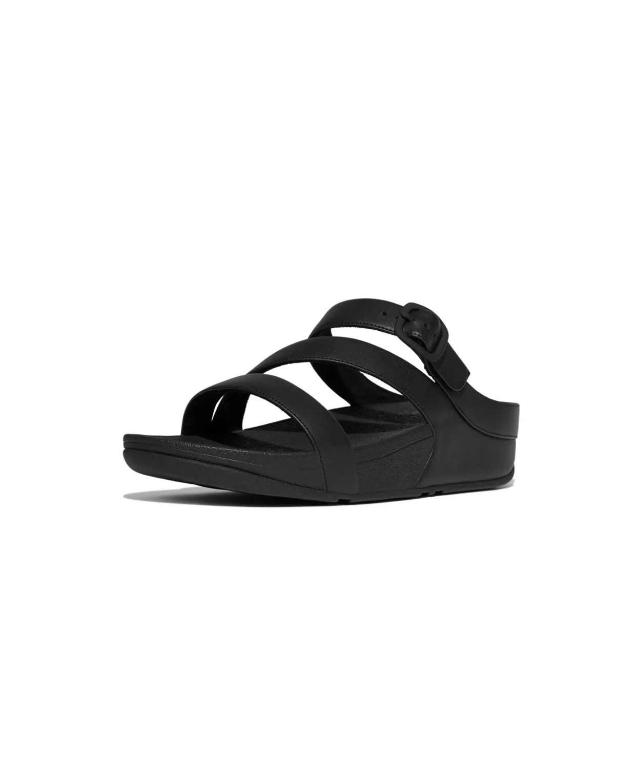 FitFlop Skinny II Z Strap Leather Slide Black