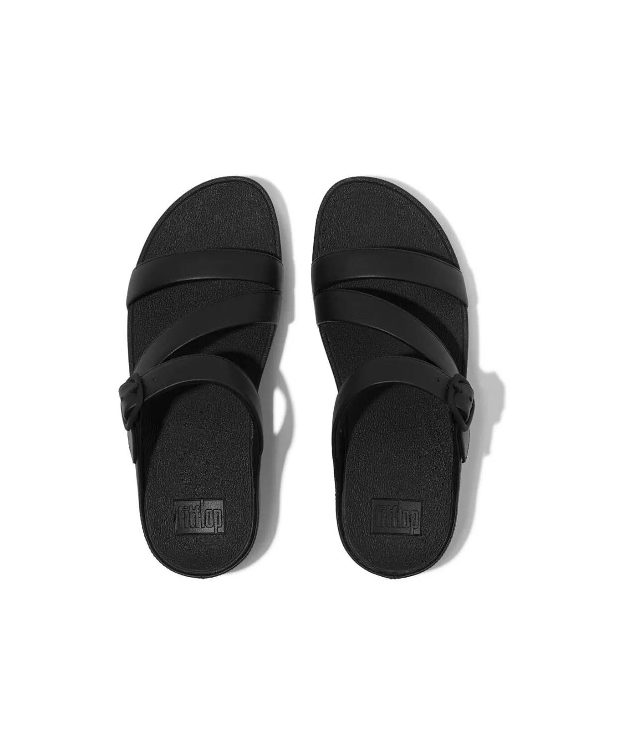 FitFlop Skinny II Z Strap Leather Slide Black