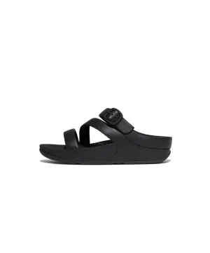 FitFlop Skinny II Z Strap Leather Slide Black