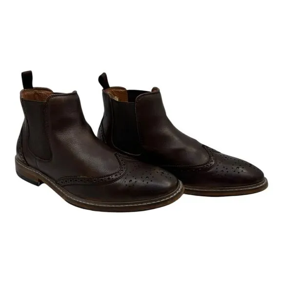 FLORSHEIM Streets WT Boot Size MENS 8M Brown Leather Wingtip Chelsea (11835-200)