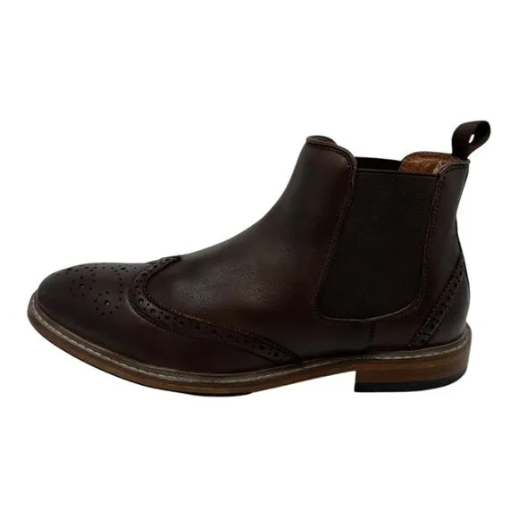 FLORSHEIM Streets WT Boot Size MENS 8M Brown Leather Wingtip Chelsea (11835-200)