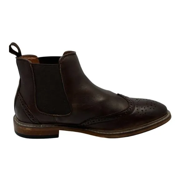 FLORSHEIM Streets WT Boot Size MENS 8M Brown Leather Wingtip Chelsea (11835-200)