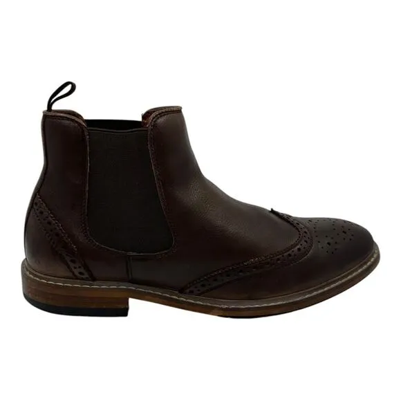 FLORSHEIM Streets WT Boot Size MENS 8M Brown Leather Wingtip Chelsea (11835-200)