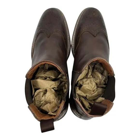 FLORSHEIM Streets WT Boot Size MENS 8M Brown Leather Wingtip Chelsea (11835-200)