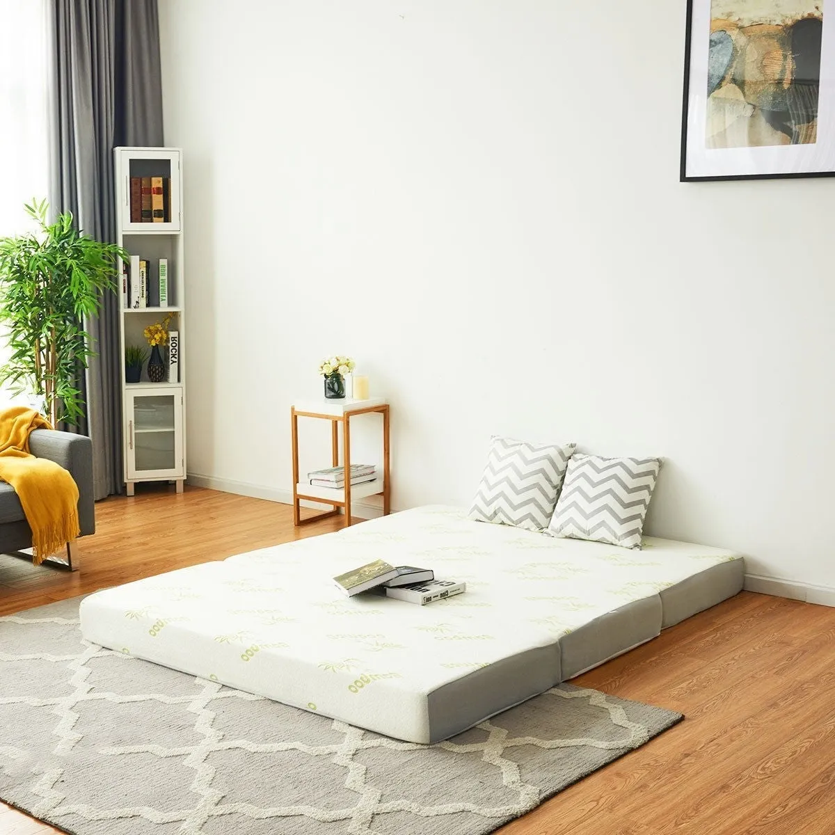 Full size 6-inch Thick Folding Memory Foam Mattress with Washable Cover