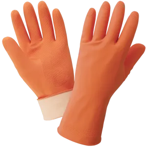 Global Glove & Safety 180F FrogWear® Orange 18 Mil Flock Lined Latex Diamond Pattern Grip Unsupported Gloves