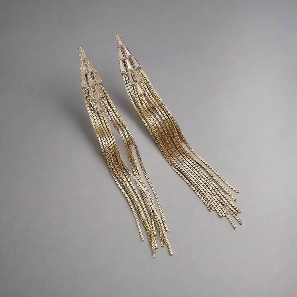 Gold Chain Tassel Earrings
