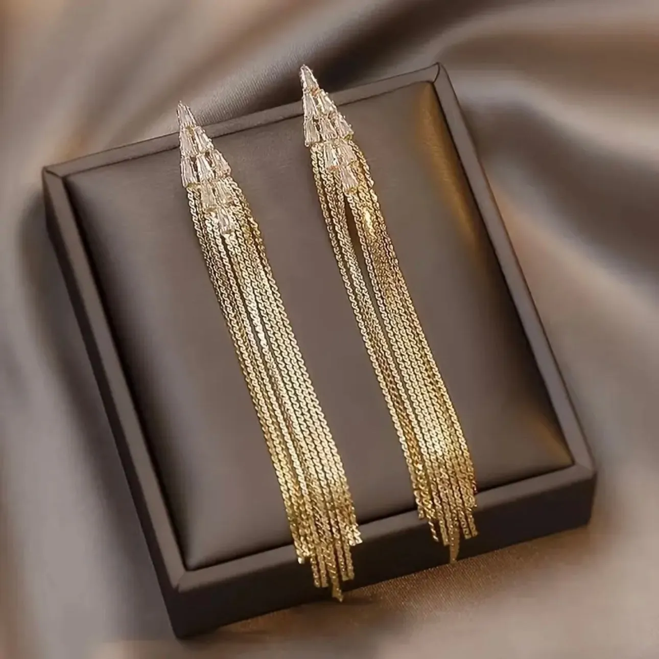 Gold Chain Tassel Earrings