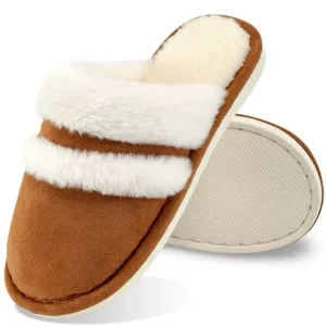 HARENC Cozy Slippers for Women Indoor and Outdoor Fuzzy House Shoes with Memory Foam