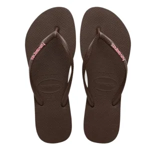 HAVAIANAS SLIM LOGO POP UP BROWN PINK