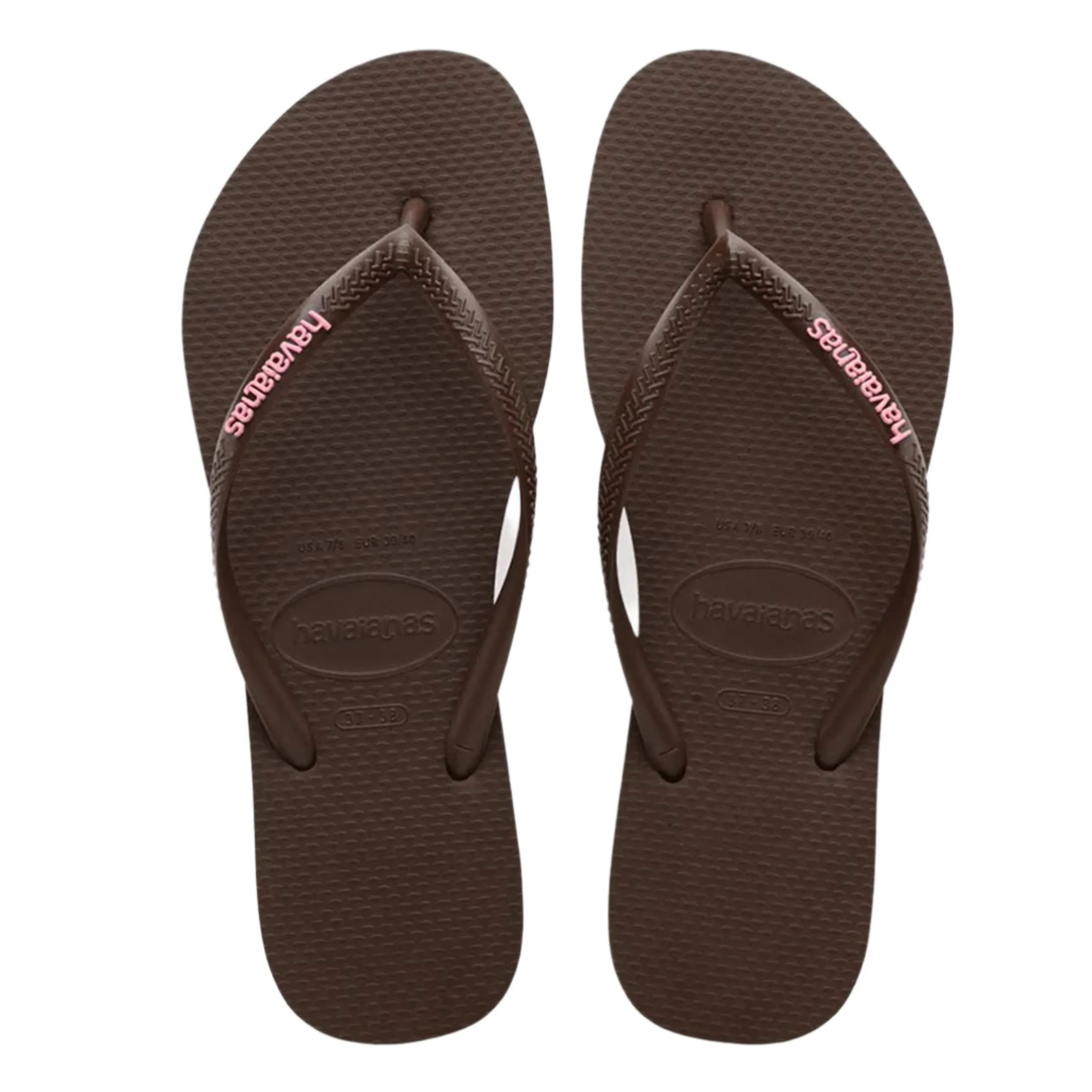 HAVAIANAS SLIM LOGO POP UP BROWN PINK
