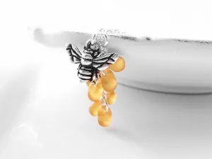 Honey Bee Necklace, honeybee necklace, honey drip necklace, honey necklace, silver bee necklace, beekeeper necklace, bumblebee pendant
