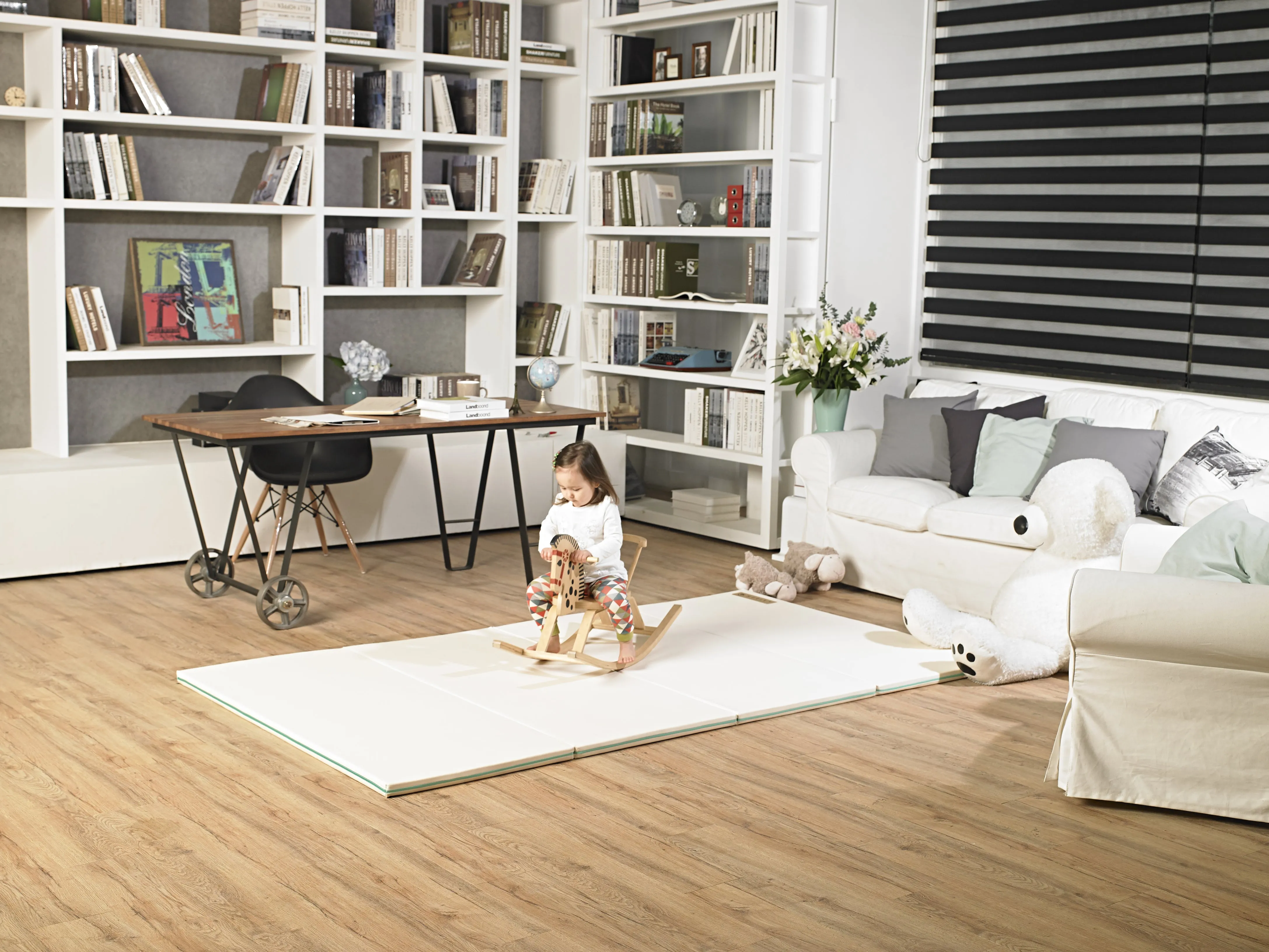 Huella Memory Foam Playmat Marshmellow & Pistachio (Blue) - S (1600 x 1200)