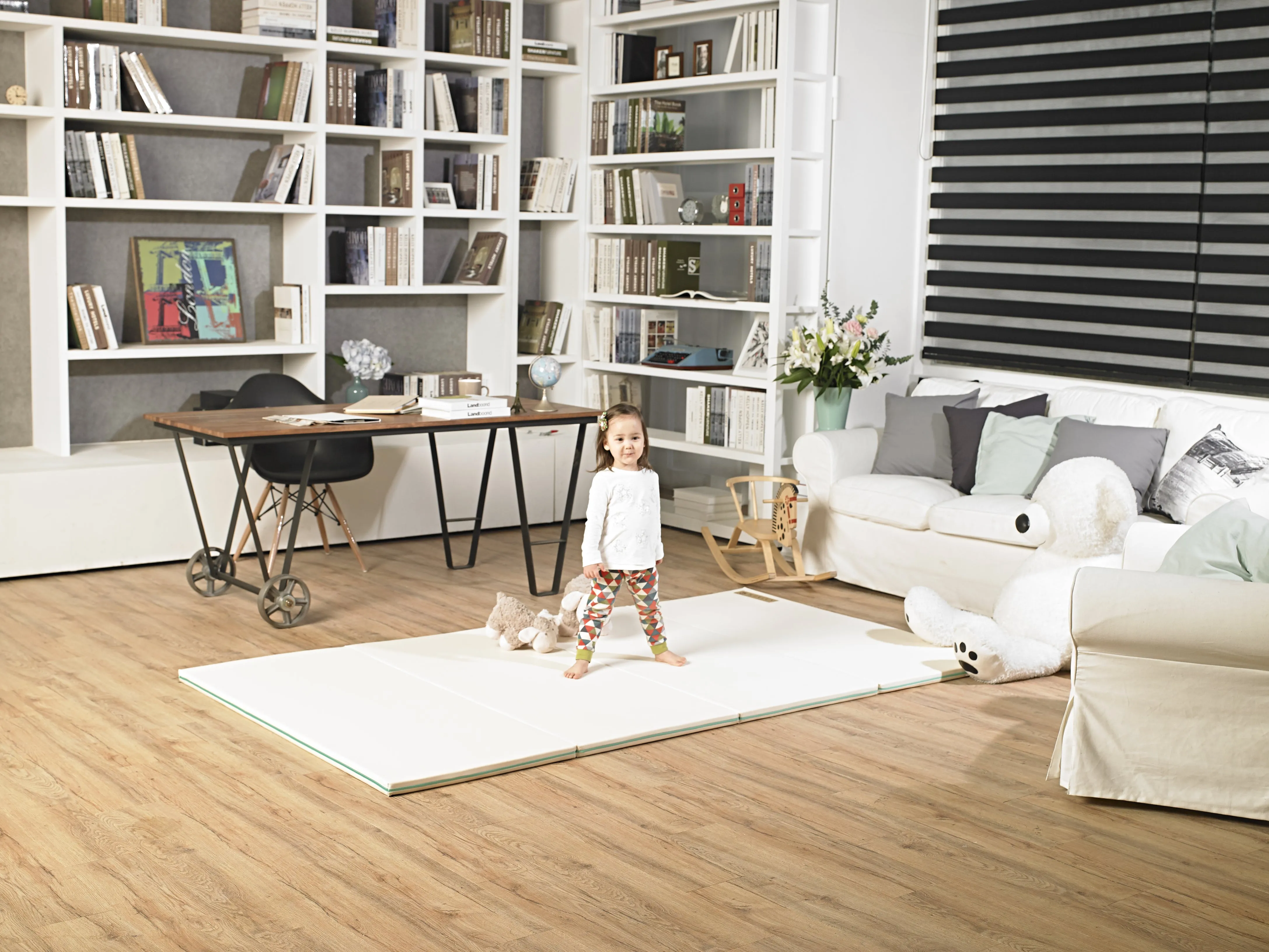 Huella Memory Foam Playmat Marshmellow & Pistachio (Blue) - S (1600 x 1200)