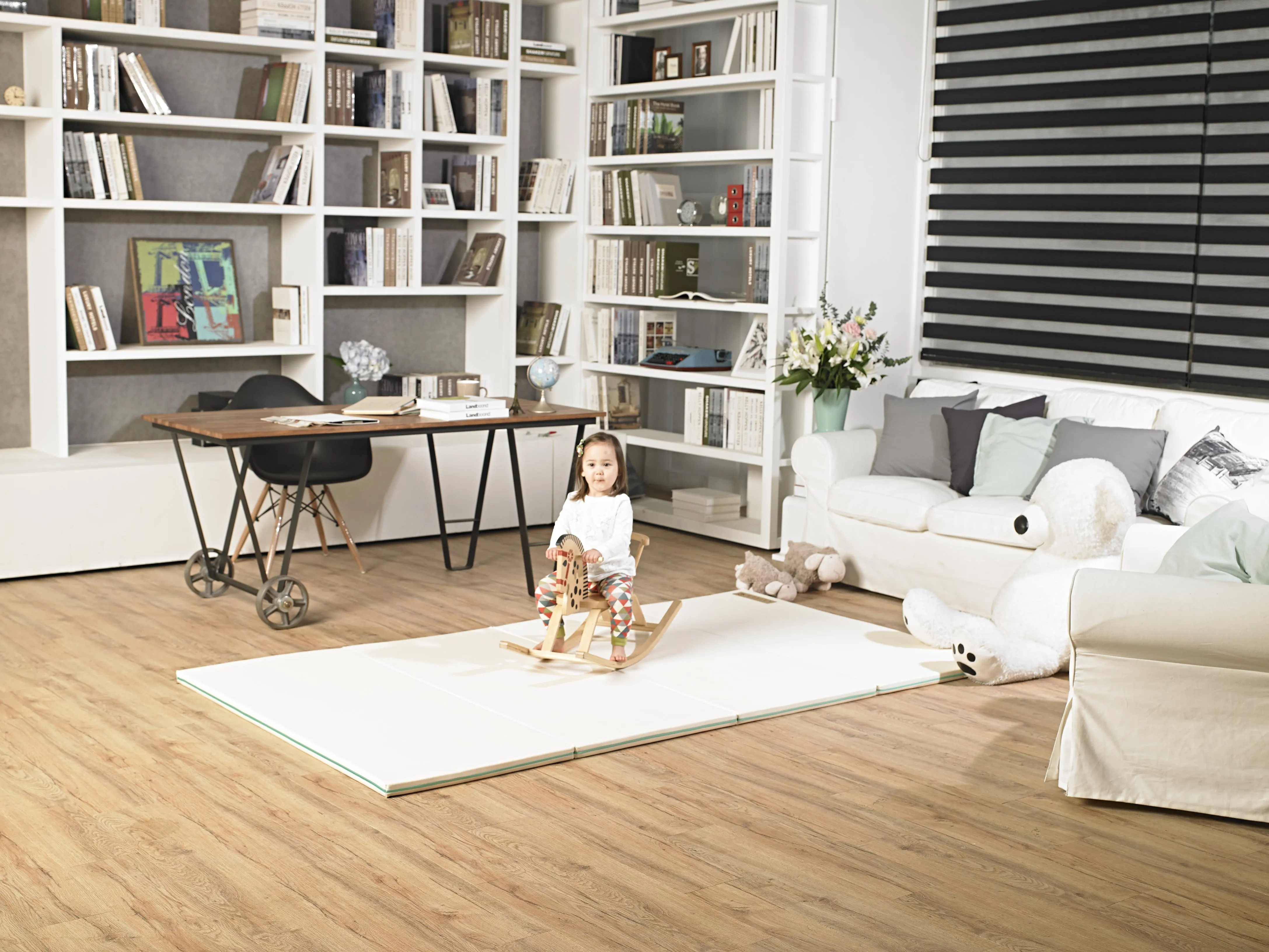 Huella Memory Foam Playmat Marshmellow & Pistachio (Blue) - S (1600 x 1200)