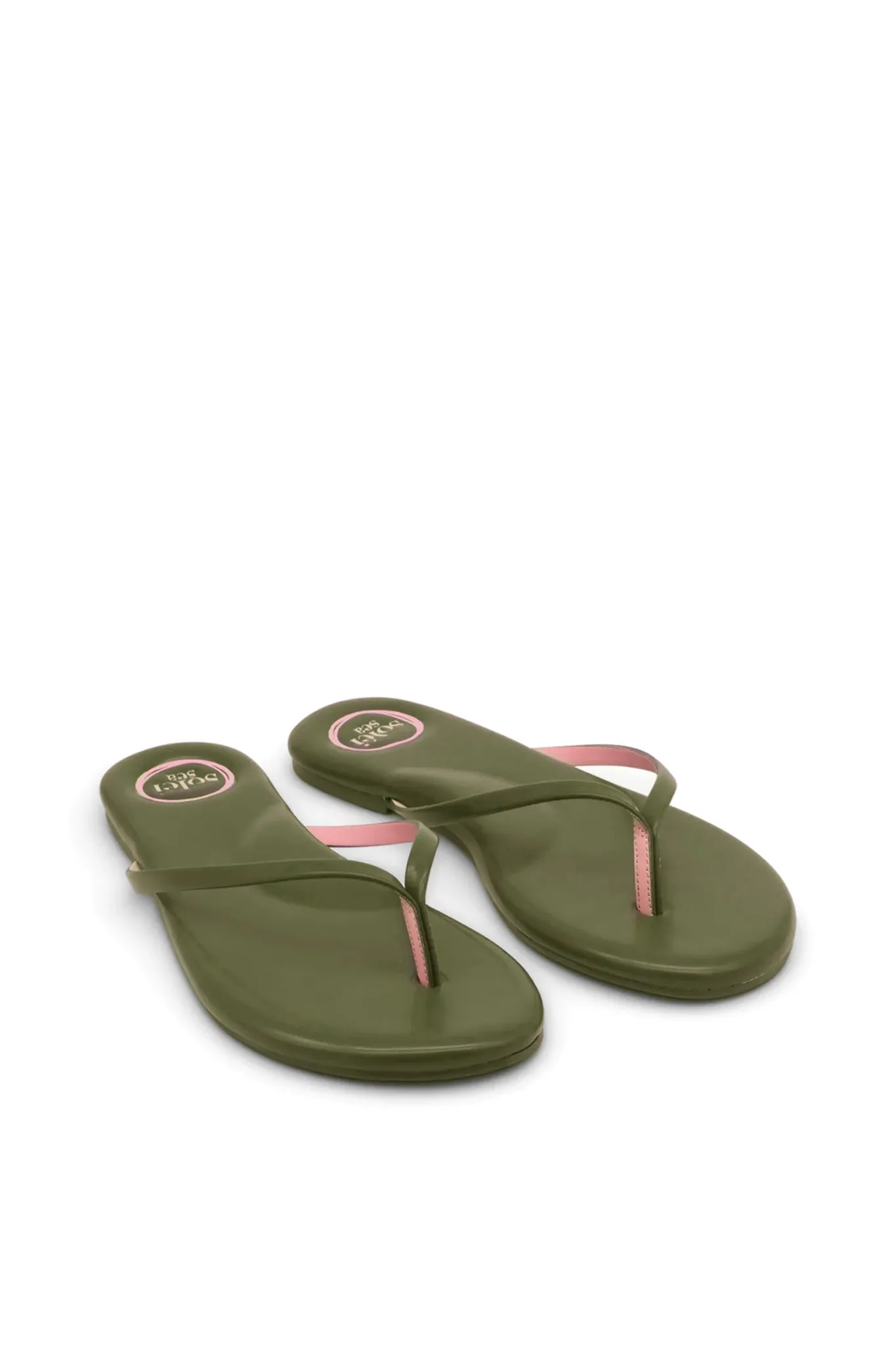 Indie Flip Flops - Army Green / Pink