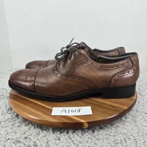 Johnston &amp; Murphy Tyndall Brown Leather Cap Toe Brogue Oxford Dress Shoe Mens 11
