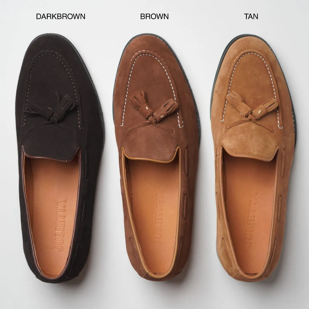 JULIETTA - Tassel Loafer Suede : Darkbrown