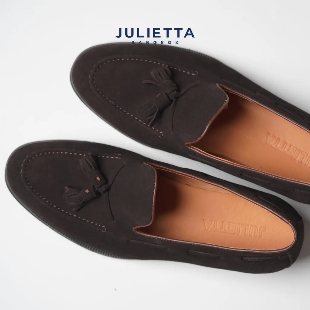 JULIETTA - Tassel Loafer Suede : Darkbrown