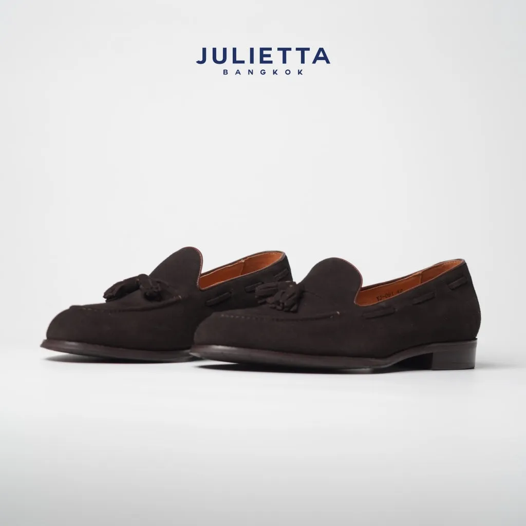 JULIETTA - Tassel Loafer Suede : Darkbrown