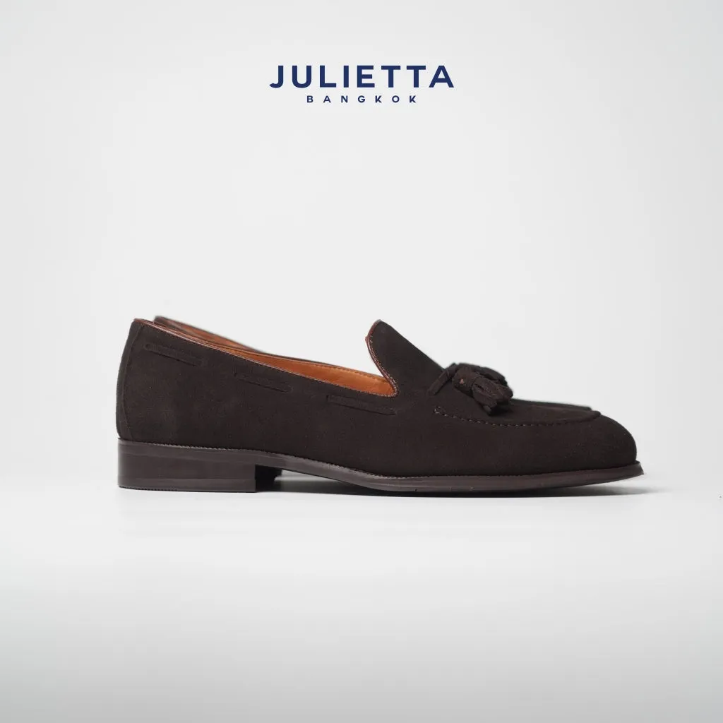 JULIETTA - Tassel Loafer Suede : Darkbrown