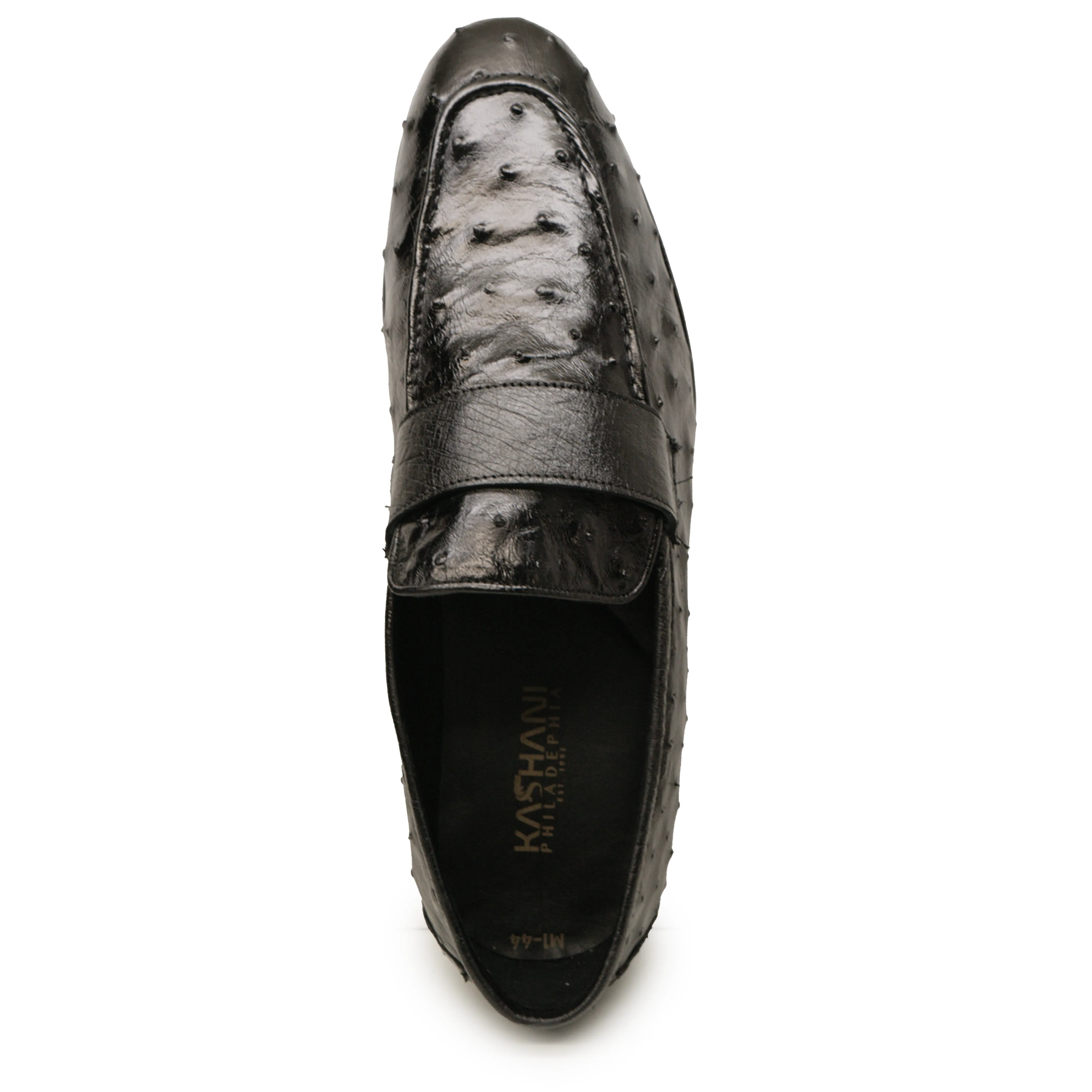 Kashani Black Ostrich Quill Penny Loafers