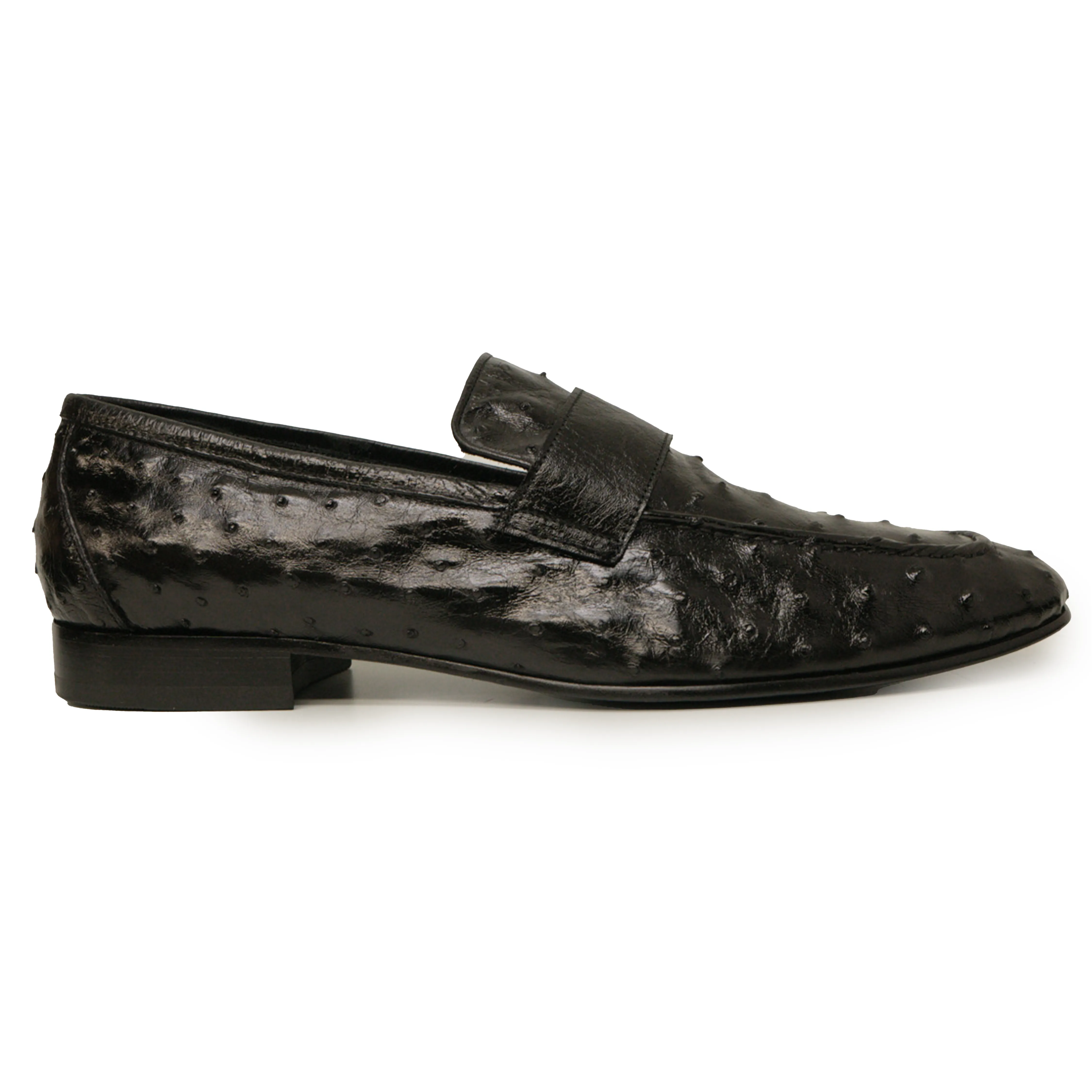Kashani Black Ostrich Quill Penny Loafers