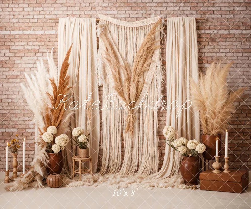 Kate Boho Candle Reed Curtains Fleece Backdrop Designed by Chain Photography