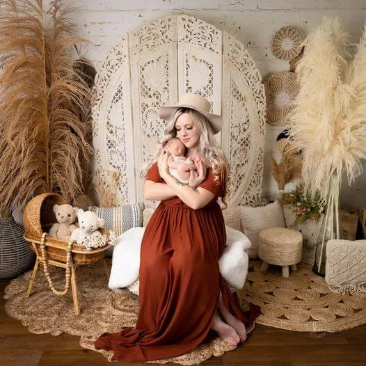 Kate Boho Screen with Pampas Grass Fleece Backdrop Designed by Mandy Ringe Photography