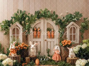 Kate Easter Bunny Garden Fleece Backdrop Designed by Emetselch