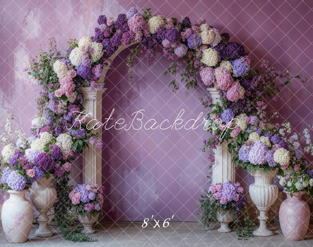 Kate Spring Flower Arch Purple Fleece Backdrop Designed by Emetselch