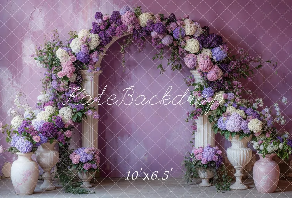 Kate Spring Flower Arch Purple Fleece Backdrop Designed by Emetselch