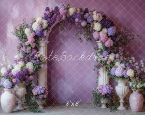Kate Spring Flower Arch Purple Fleece Backdrop Designed by Emetselch