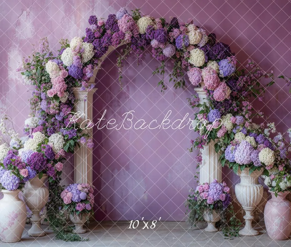 Kate Spring Flower Arch Purple Fleece Backdrop Designed by Emetselch