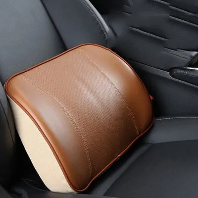 Leather Car Neck  Pillow Set Memory Foam Auto Rear Seat Back Headrest