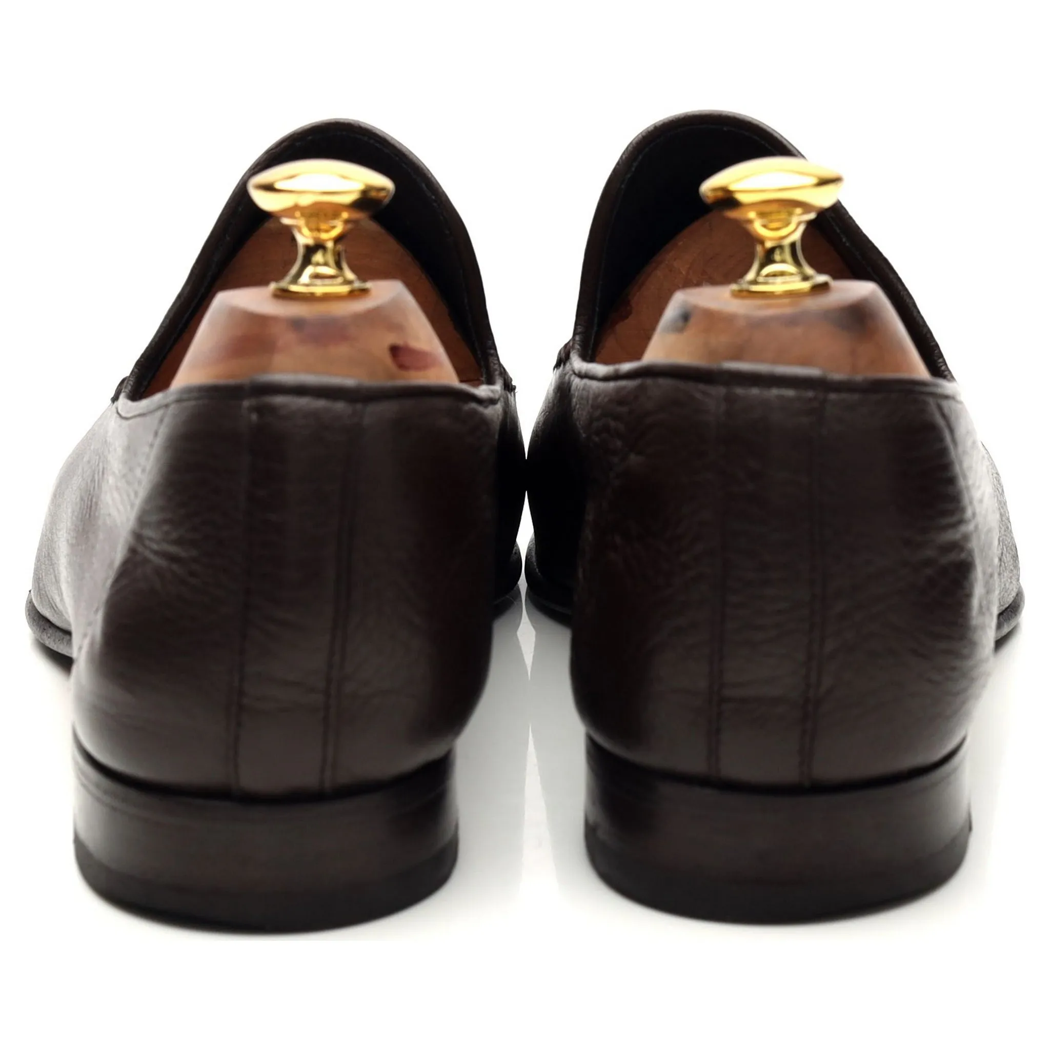 'Lukas' Dark Brown Grain Leather Tassel Loafers UK 9.5