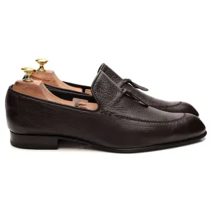 'Lukas' Dark Brown Grain Leather Tassel Loafers UK 9.5