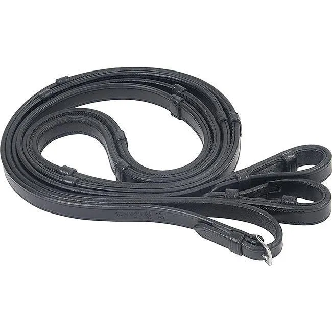 M. Toulouse Platinum Rubber Lined Leather Dressage Reins
