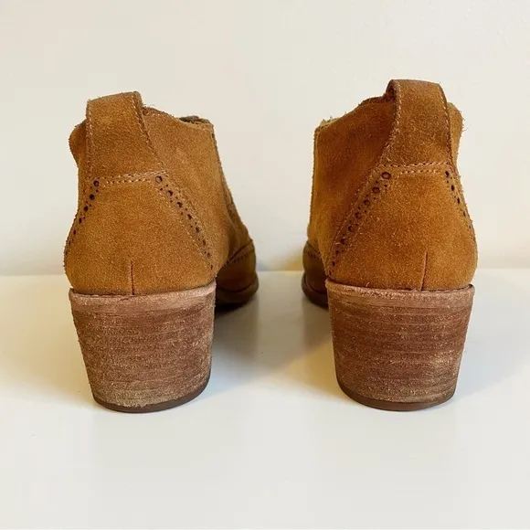 Madewell Grayson Brogue Suede leather Western Chelsea Boot Size 7.5 bootie brown