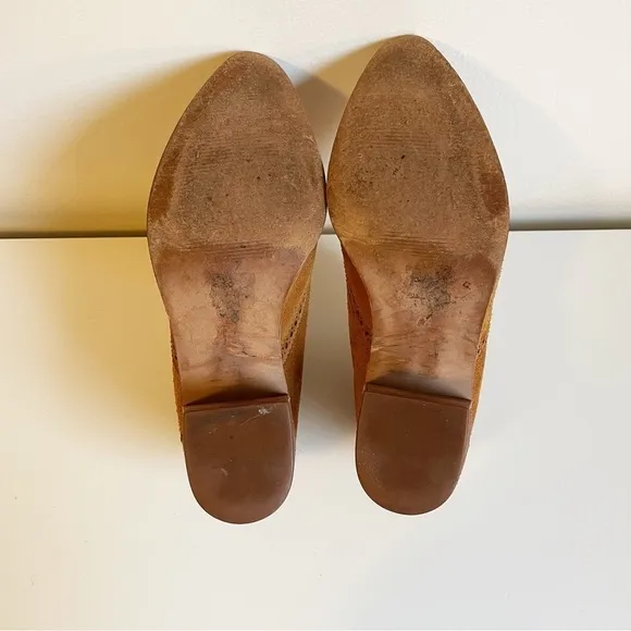 Madewell Grayson Brogue Suede leather Western Chelsea Boot Size 7.5 bootie brown
