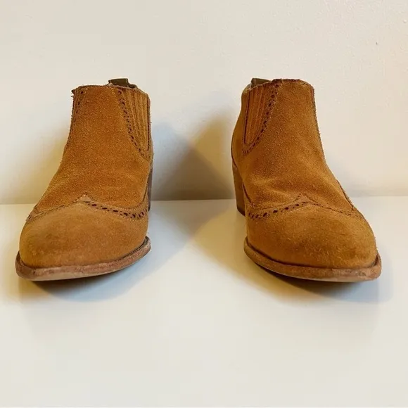 Madewell Grayson Brogue Suede leather Western Chelsea Boot Size 7.5 bootie brown