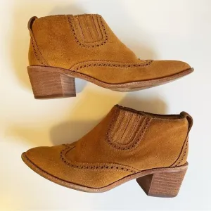 Madewell Grayson Brogue Suede leather Western Chelsea Boot Size 7.5 bootie brown