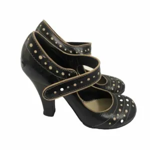 Marc Jacobs Womens Heels Leather Shoes Mary Jane Size 7Black Poke Dots
