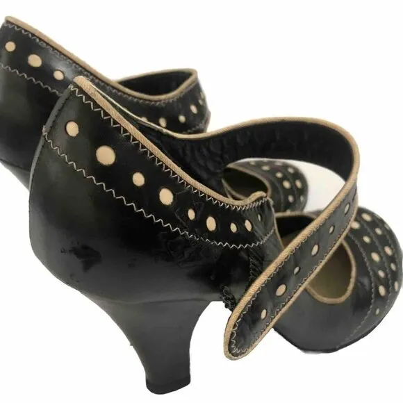 Marc Jacobs Womens Heels Leather Shoes Mary Jane Size 7Black Poke Dots