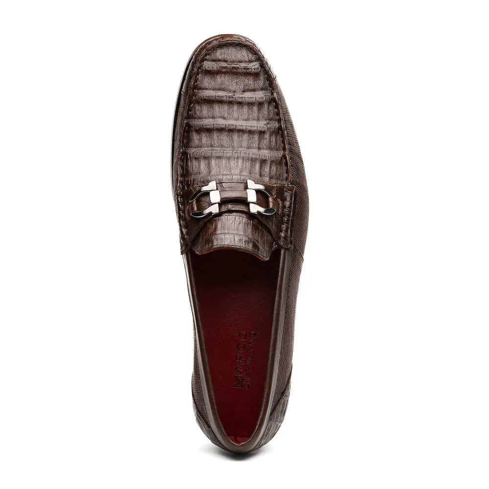 Marco Di Milano Adro Brown Caiman Crocodile / Lizard Bit Loafers