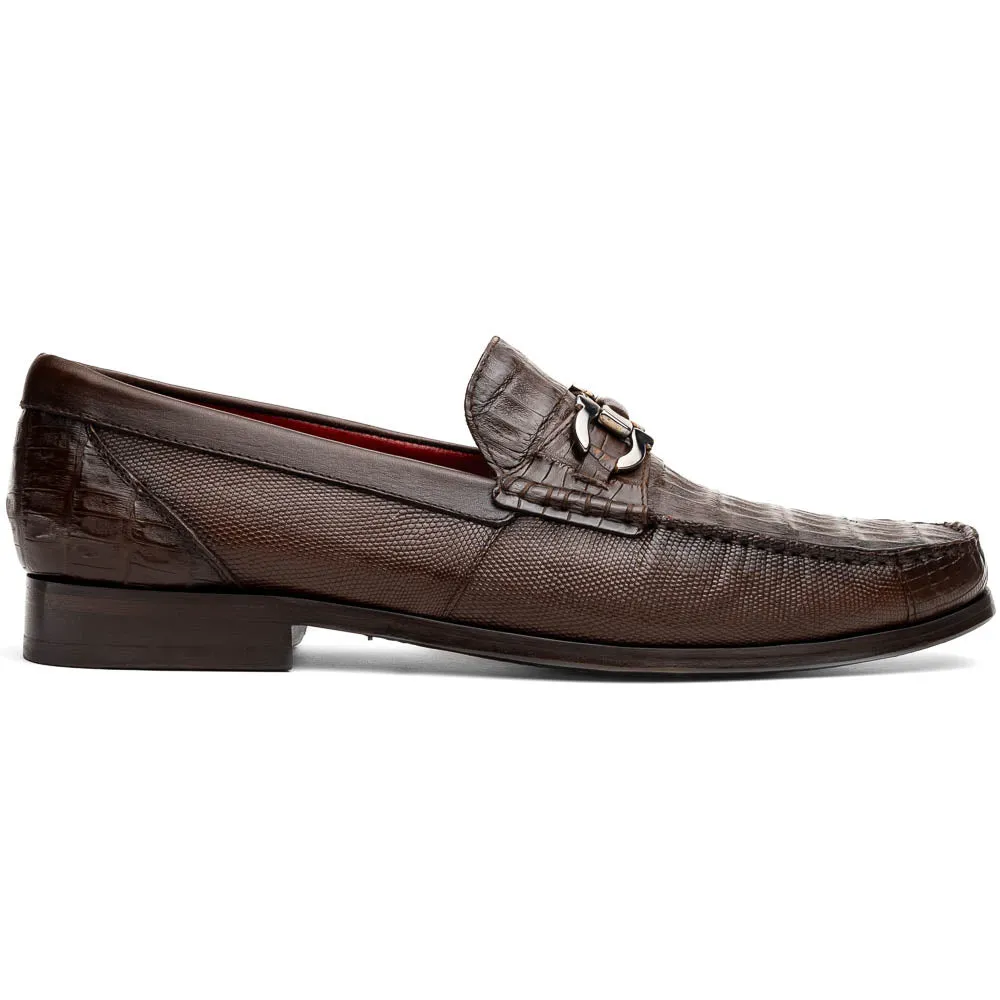 Marco Di Milano Adro Brown Caiman Crocodile / Lizard Bit Loafers